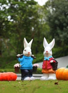 玻璃钢创意卡通兔子雕塑户外花园林商场校园楼盘草地景观装饰摆件