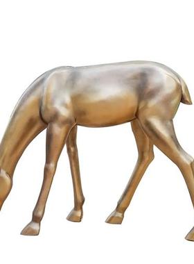 玻璃钢梅花鹿雕塑户外园林景观装饰草坪抽象动物公园仿铜鹿大摆件