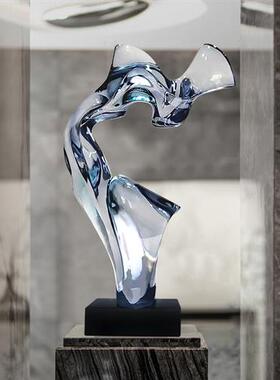 现代轻奢透明树脂雕塑客厅电视机柜两侧落地摆件楼梯口玄关装饰品