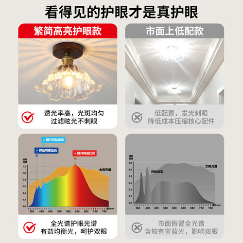 繁简花朵过道灯法式轻奢风中古风民宿走廊入户玄关阳台卧室床头灯 - 图2