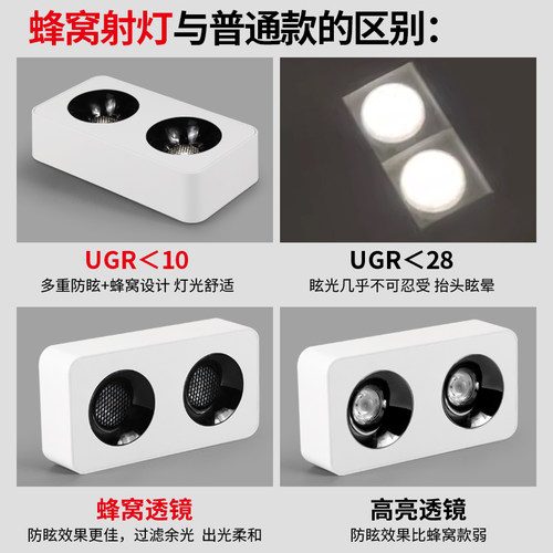 繁简led明装射灯超薄客厅卧室走廊无主灯照明cob吸顶式双头斗胆灯 - 图2