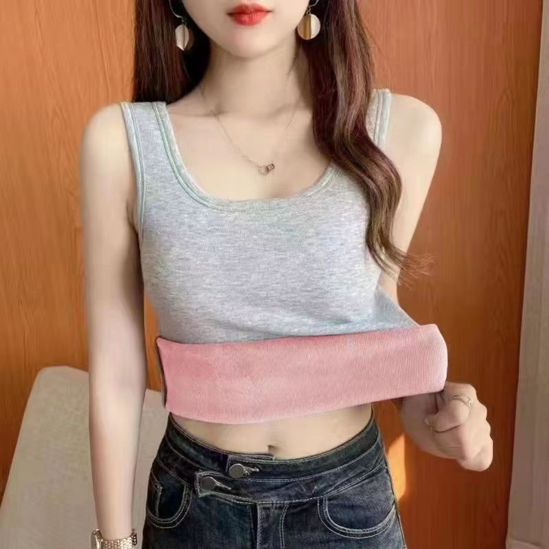 纯棉保暖吊带背心女秋冬季内搭加绒加厚打底衫修身显瘦无袖上衣,淘宝优惠券,粉丝福利购,淘宝优惠卷
