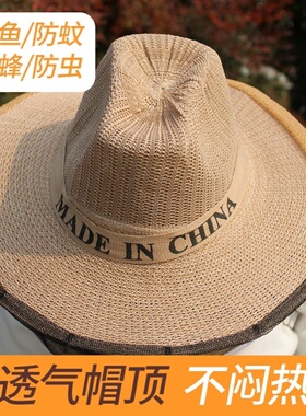 养蜂工具防马蜂帽正宗牛仔帽蜂衣蜂帽加厚面网冒顶超强密封防蜂帽
