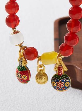 天然红玛瑙手链吞金兽一