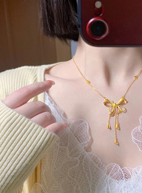 丝带蝴蝶结流苏项链女在逃公主