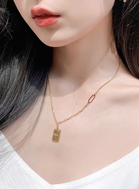 暴富小金条项链女小众设计锁骨链