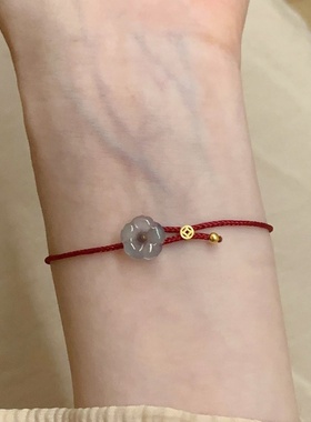 新中式花朵钱币红绳手链女本命年