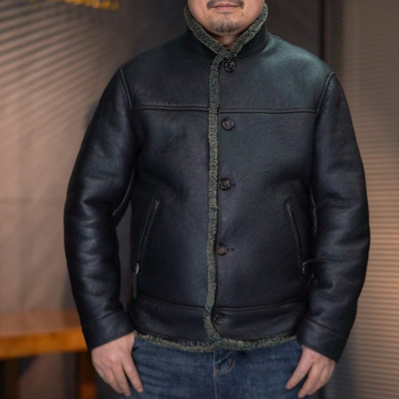 皮毛一体小西服男冬季新款系扣休闲时尚保暖复古绵羊皮外套,淘宝优惠券,粉丝福利购,淘宝优惠卷