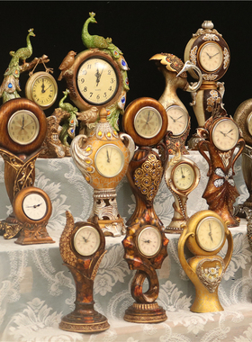 欧式台钟客厅复古摆件创意桌面