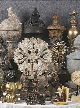 美式复古做旧浮雕树脂装饰摆件