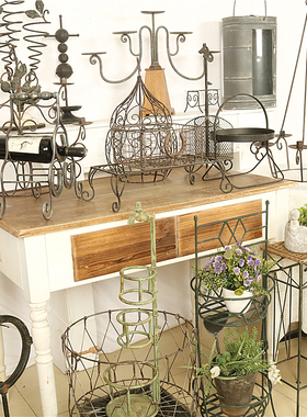 美式Zakka复古铁艺烛台杂货摆件