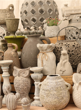 孤品复古水泥装饰乡村民宿摆件