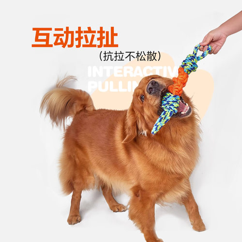 FOFOS两只福狸狗狗玩具拔河发声磨牙耐咬绳结棉绳互动宠物狗玩具 - 图2