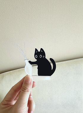 可插花小猫推瓶子磁吸式冰箱贴收