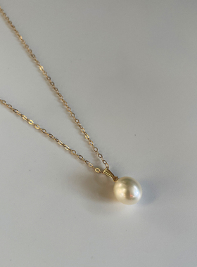 包金天然珍珠吊坠原创设计可调节