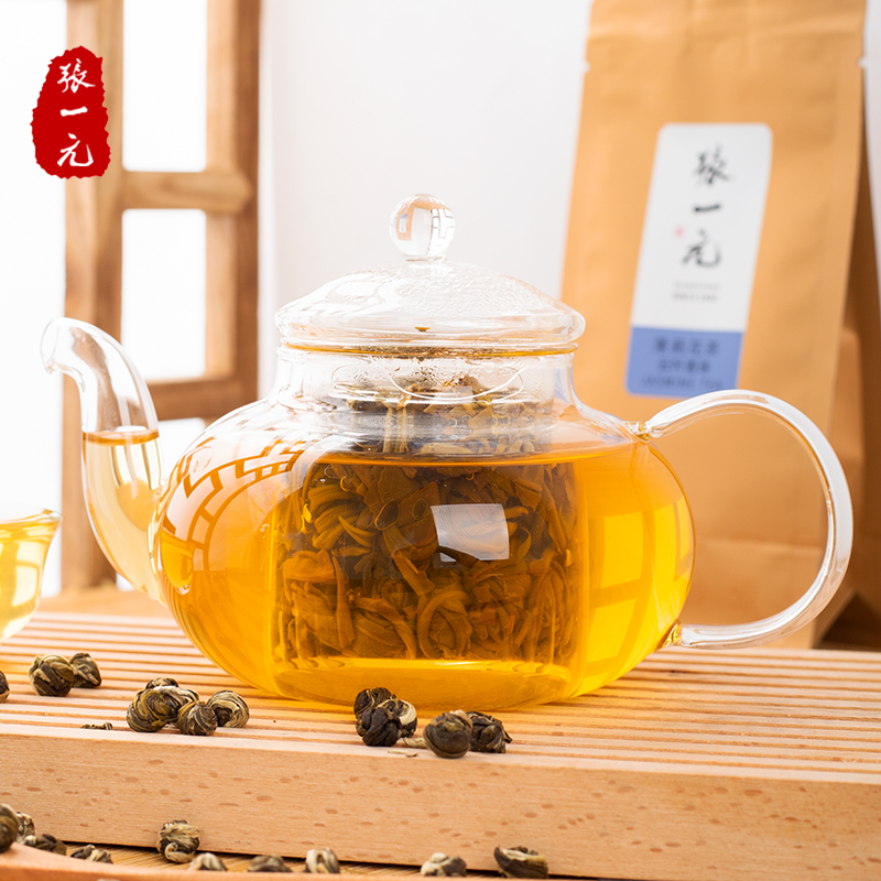 张一元茶叶特种茉莉花茶绣球浓香龙珠云叶香珠100g（50gx2包）-图1