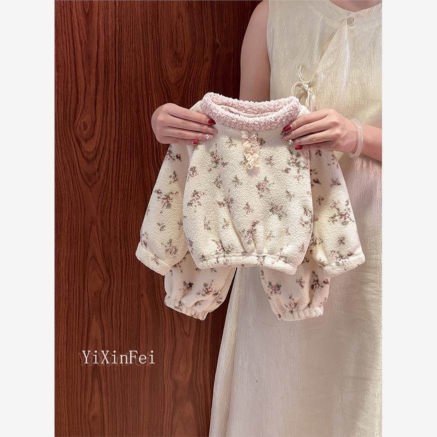 儿童加绒加厚家居服套装秋冬2025新款女童可爱碎花保暖男宝宝睡衣,淘宝优惠券,粉丝福利购,淘宝优惠卷