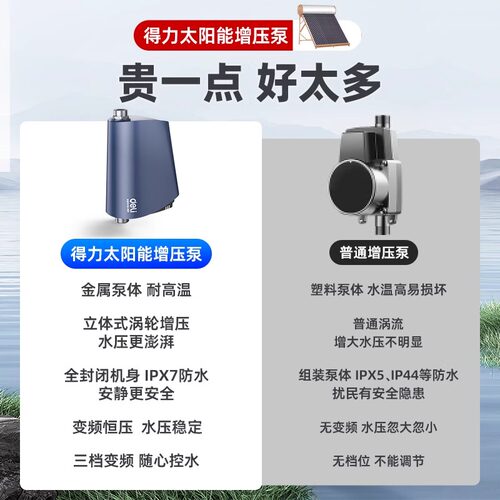 得力增压泵家用全自动热水器花洒喷头太阳能小型自来水水压加压泵 - 图0