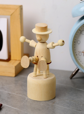 手工木头人偶涂鸦DIY房间小摆件