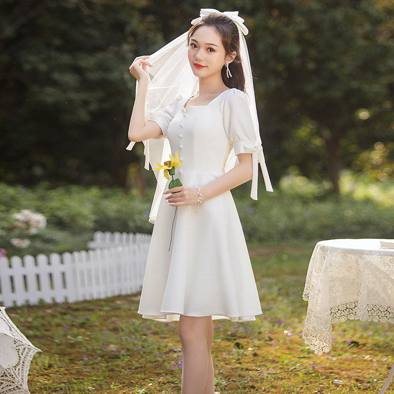 领证小白平时可穿登记法式夏连衣裙 美蓓可连衣裙