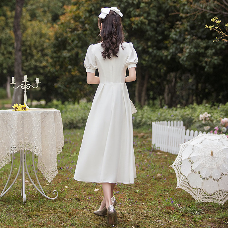 法式轻婚纱日常可穿轻奢气质连衣裙 美蓓可婚纱