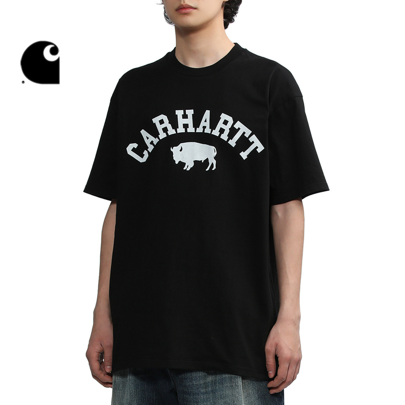 Carhartt WIP短袖T恤男装春秋学院风美式水牛图案印花卡哈特1371K - 图0