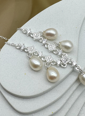 天然淡水强光珍珠S925银项链