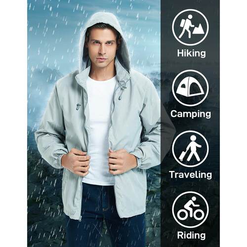 Outdoor hooded jacket for men, waterproof windbreaker for - 图0