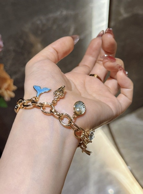 度假风金色海星鱼尾贝壳珍珠手链