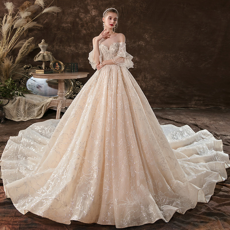 孕妇主婚纱2020新款新娘森系梦幻 月纱格婚纱