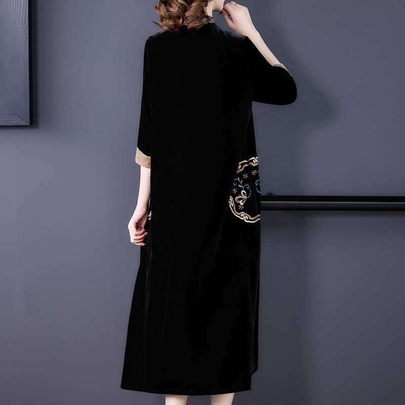 改良旗袍金丝绒女初秋2020连衣裙 津仁妤连衣裙