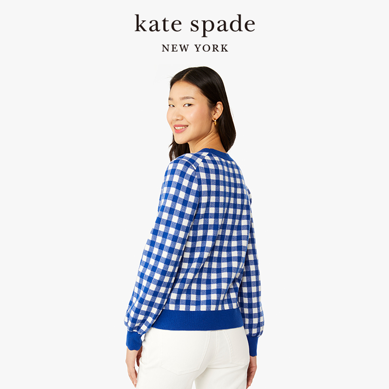 【新年礼物】kate spade ks 波浪格纹开衫针织开衫轻奢通勤出游女