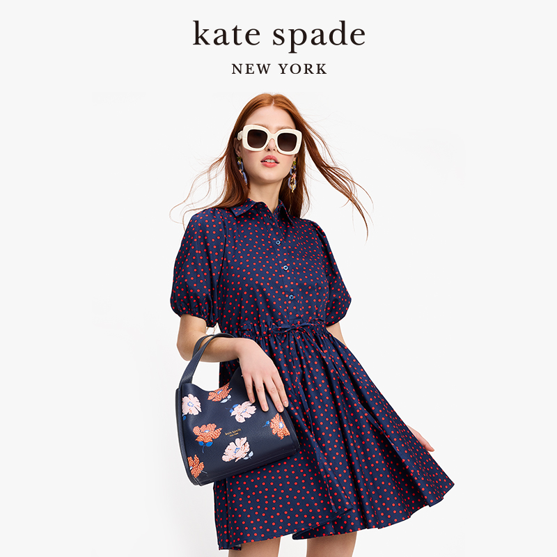 【春季新品】kate spade ks春日波点连衣裙日常通勤休闲都市女-图0