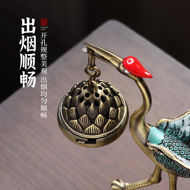 仙鹤莲花悬挂香炉家用室内复古创意熏香炉摆件盘香炉玄关香道摆件,淘宝优惠券,粉丝福利购,淘宝优惠卷