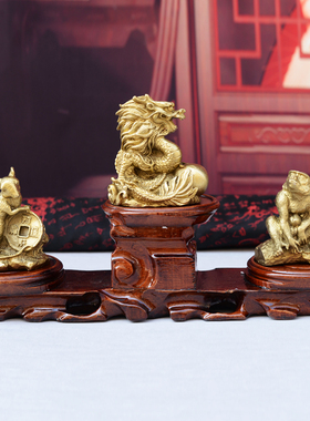 鼠龙猴三合贵人铜摆件吉祥物
