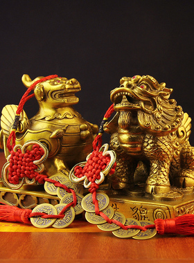 铜貔貅摆件一对皮丘大小号