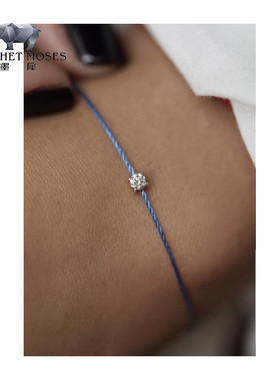 Redline/红绳女士Solitaire 0.08克拉圆形钻石白金绳制手链