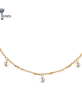 redline红绳女士K金五颗珍珠手链