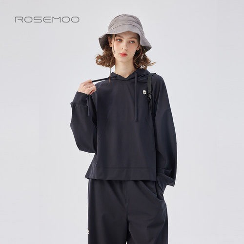 容子木ROSEMOO25秋商场同款柔软高弹针织连帽套头上衣RSS3TP279B - 图0