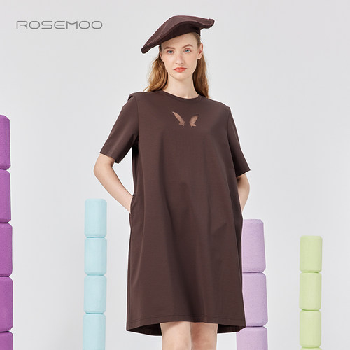容子木ROSEMOO25夏【商场同款】后背蝴蝶刺绣连衣裙RSS2LC264B - 图1
