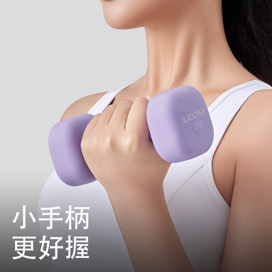 乐系实心铸铁小哑铃纯铁女士健身家用男士力量训练器材2kg5kg一对