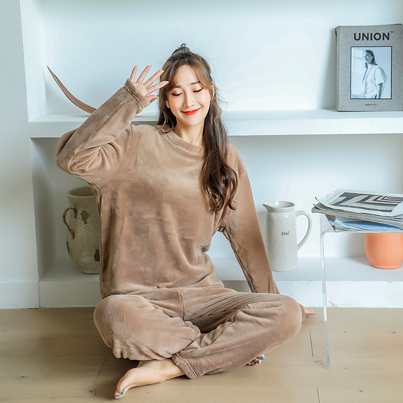 mlxergue /玫夏尔暖暖珊瑚绒保暖裤 玫夏尔睡衣/家居服套装