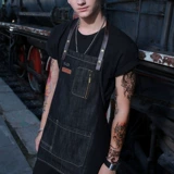 Джинсовый кофейный японский фартук для работы, надевается на плечо, в корейском стиле, делается под заказ