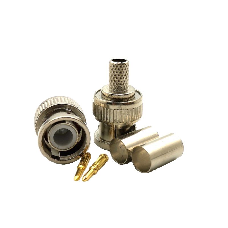 RG58全铜镀金针75-3/4/5 RG59 RG60 BNC监控视频接头Q9同轴冷压头 - 图0