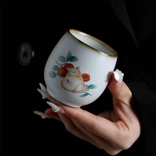 山桜乐哉杯 正品Yamazakura猫猫陶瓷茶杯水杯酒杯中古日式vintage - 图2