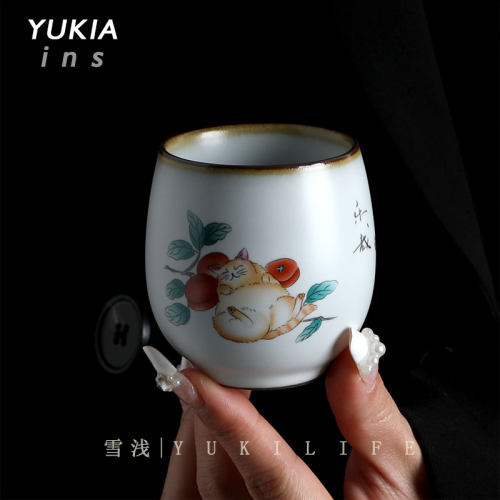 山桜乐哉杯 正品Yamazakura猫猫陶瓷茶杯水杯酒杯中古日式vintage - 图0