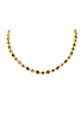 敢酷锆石女彩色椭圆项链
