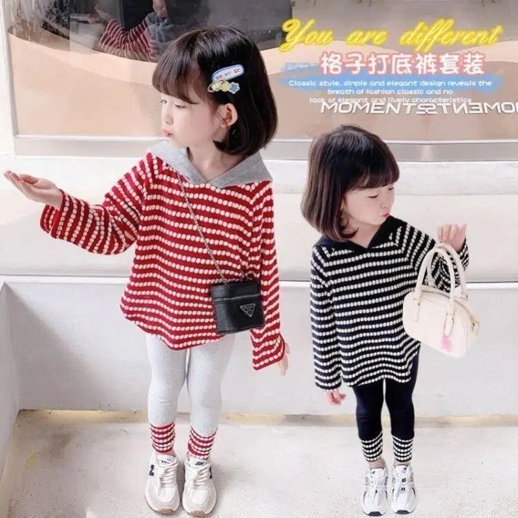 女童春秋装套装新品百搭条纹卫衣打底裤纯棉亲肤儿童衣服两件套潮,淘宝优惠券,粉丝福利购,淘宝优惠卷