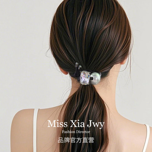 夏小姐气质珍珠款水钻发绳女头绳高弹力皮筋扎头头圈韩系发圈头饰 - 图2