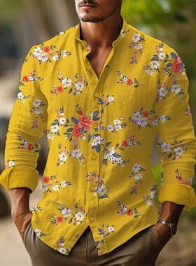 3d印花艺术感衬衫短袖男士3D printed men's lapel art shirt top